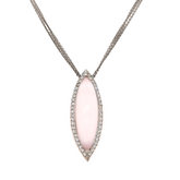 Estate: 14K White Gold Quartz & Mother of Pearl Necklace